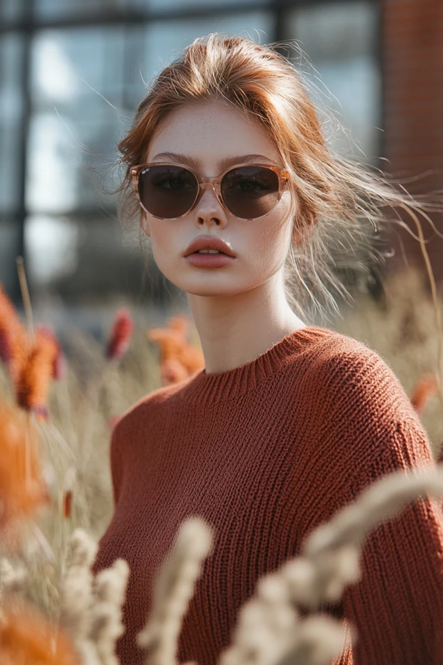 How to Mix Warm Rust and Cool Lavender in Knit Dresses: A Unique Blend of Warmth and Softness - photo 4