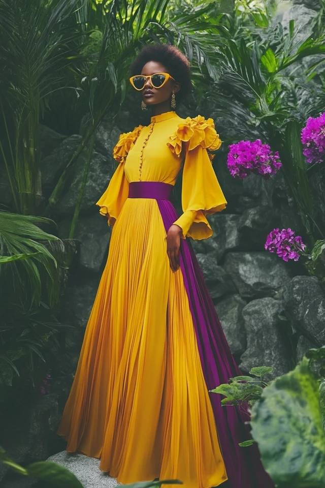 Vibrant Yellow and Plum: Making Bold Statements with Colorful Dresses