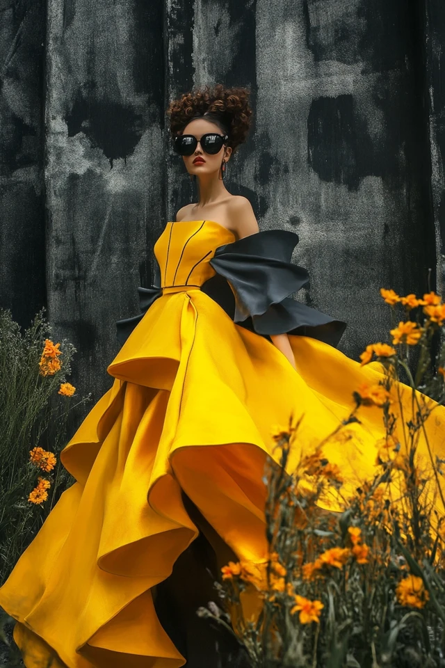 Vibrant Yellow and Charcoal Grey: Styling Bold Evening Dresses That Turn Heads - photo 7