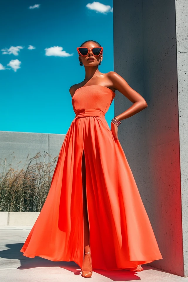 Blending Steel Grey and Vibrant Coral in Power Dresses