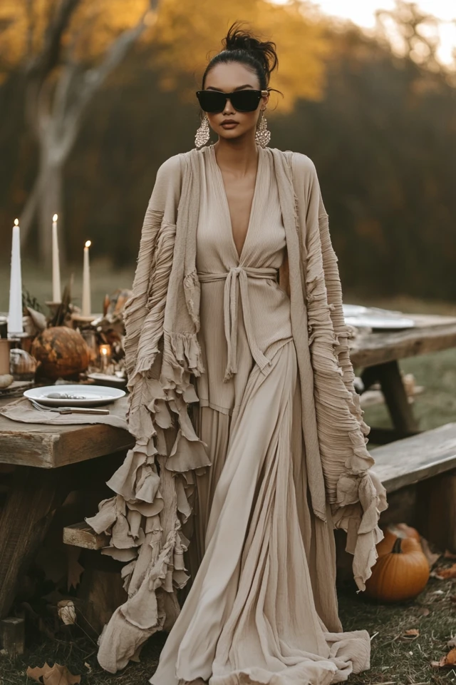 Neutral Layered Dresses for Thanksgiving Gatherings: A Perfect Balance of Comfort and Elegance