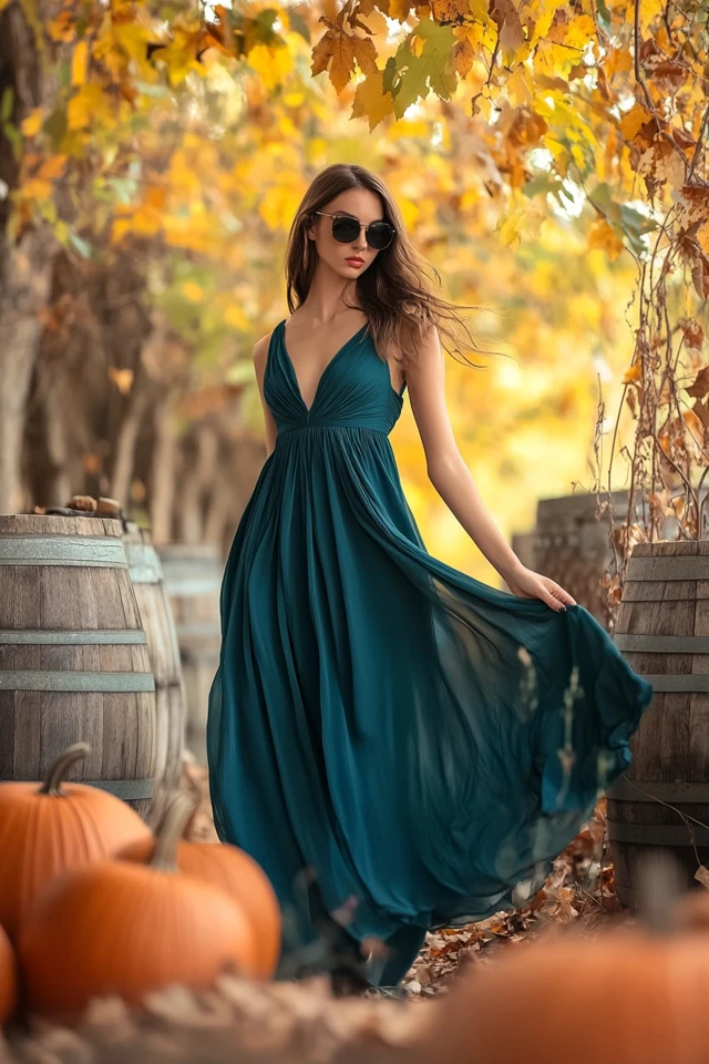 Rich Teal Dresses for Fall Harvest Festivals: A Vibrant and Seasonal Choice - photo 8