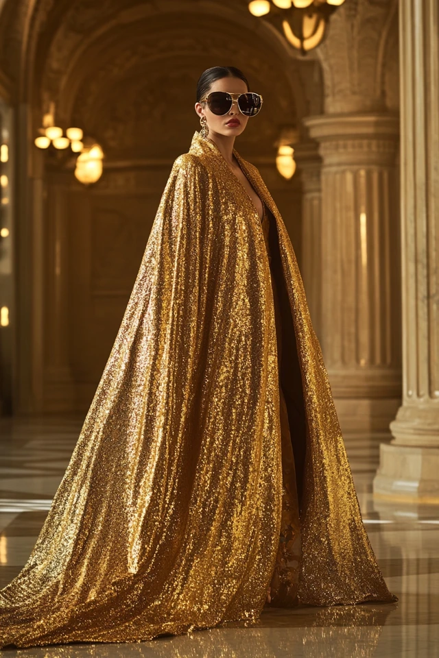 Regal Gold Capes and Dresses for Gala Entrances: Shining in Majestic Elegance - photo 8