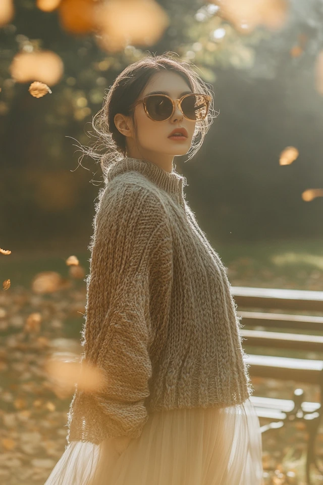 Chunky Knits and Sheer Fabrics in Layered Outfits - photo 8