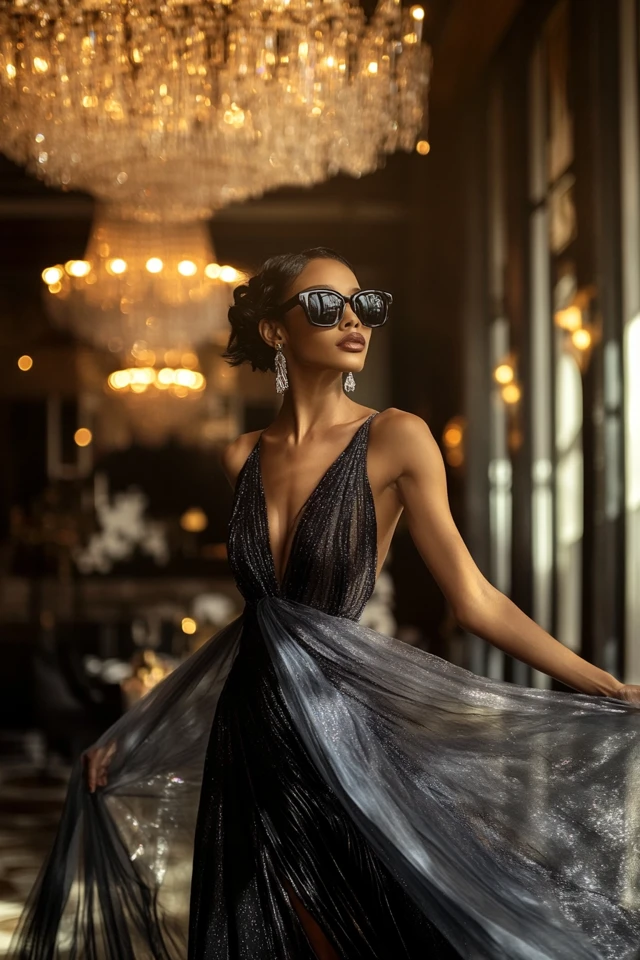 Mixing Chiffon and Velvet for Holiday Party Gowns
