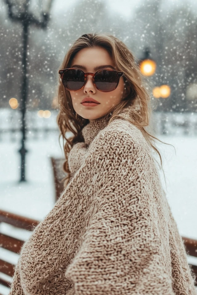 Oversized Knit Ponchos for Winter Cozy Looks - photo 8