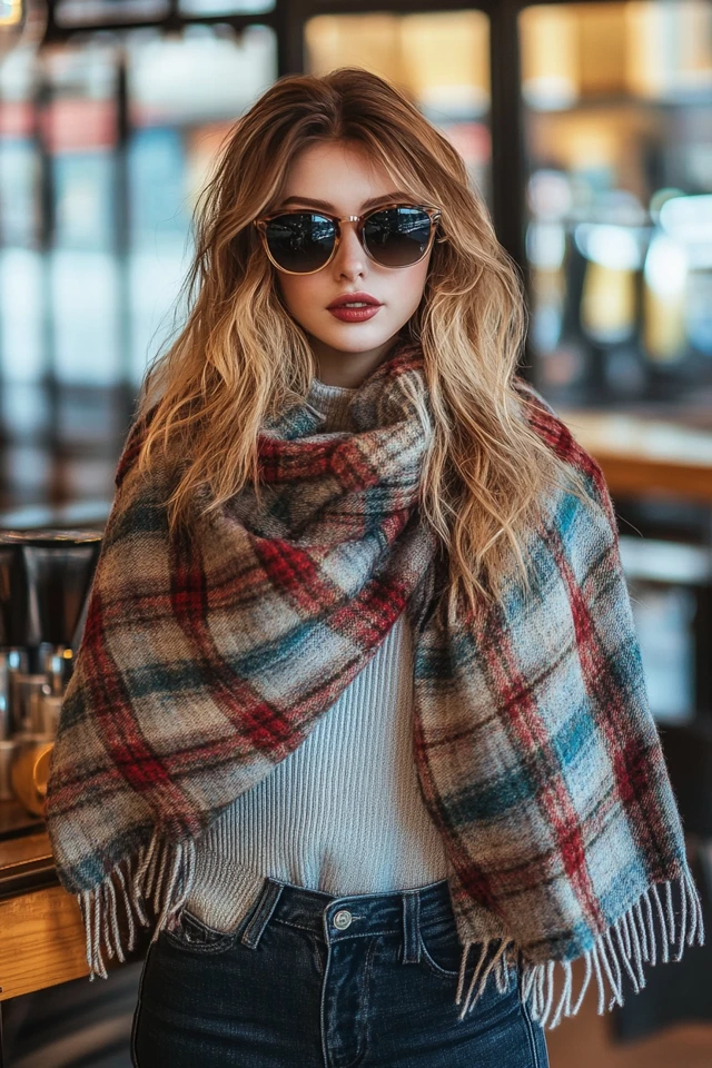 Cozy Coffee House Outfits with Blanket Scarves: Warmth and Style for Relaxed Moments - photo 8