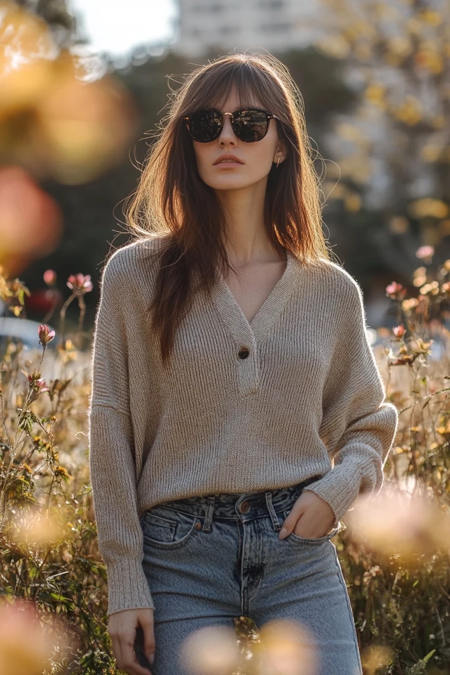 Relaxed Henley Sweaters for Cool Spring Evenings - photo 8