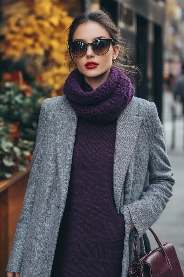 Grey and Plum Outfit Ideas for Cozy Fall Dresses - photo 8