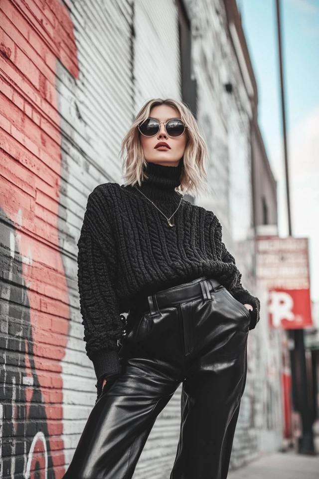 Leather and Knit Sweaters for Edgy Streetwear