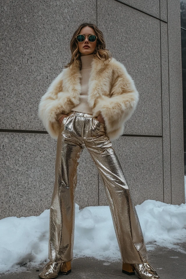 Combining Fleece and Metallics for Chic Winter Layers - photo 8