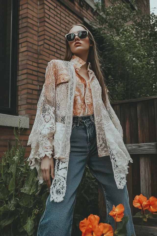 Pairing Sheer Lace with Heavy Denim in Unique Jackets
