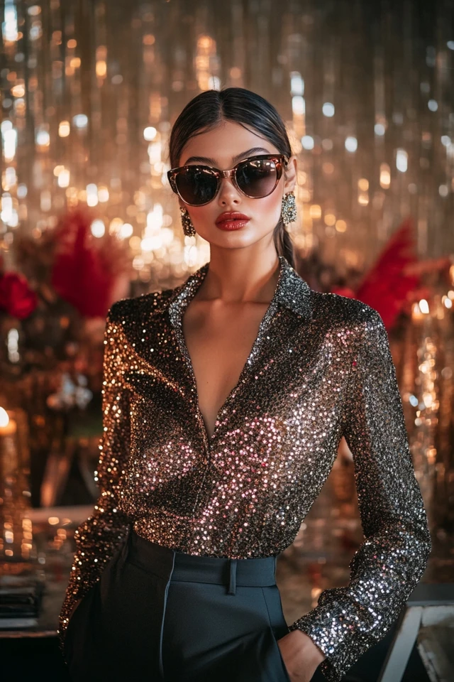Shimmery Beaded Blouses for Winter Parties - photo 8