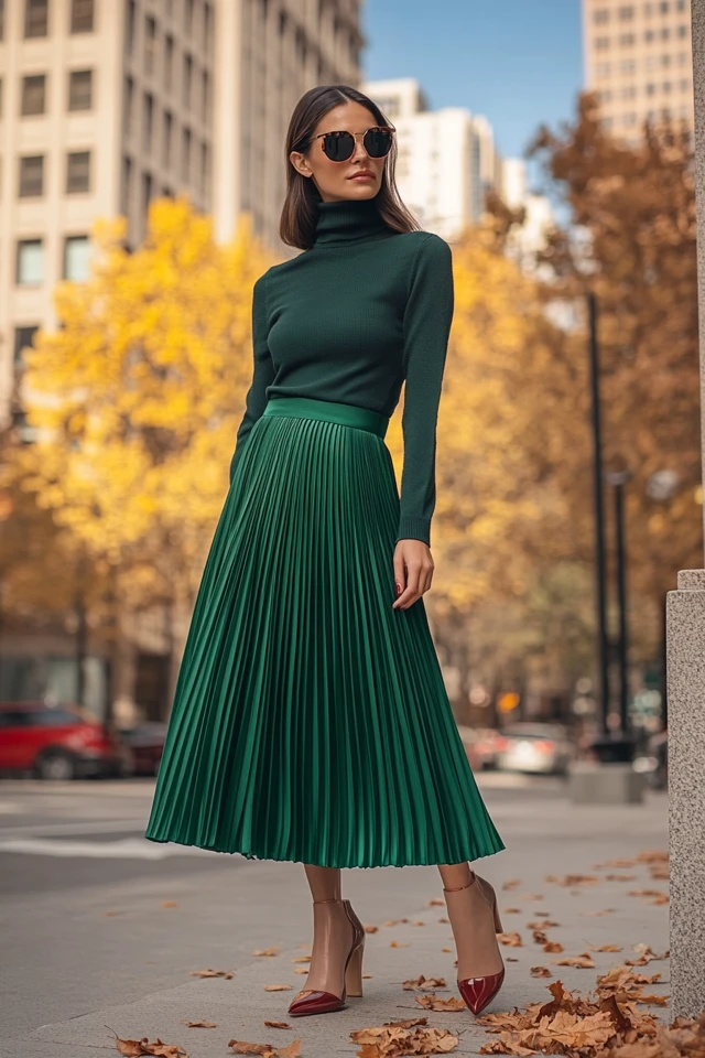 Pleated Midi Skirts in Jewel Tones for Fall - photo 8