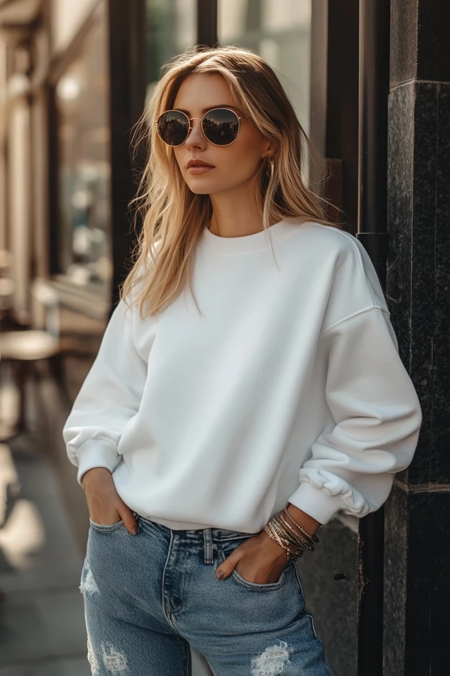 Basic Crew Neck Sweatshirts for Casual Wear - photo 8