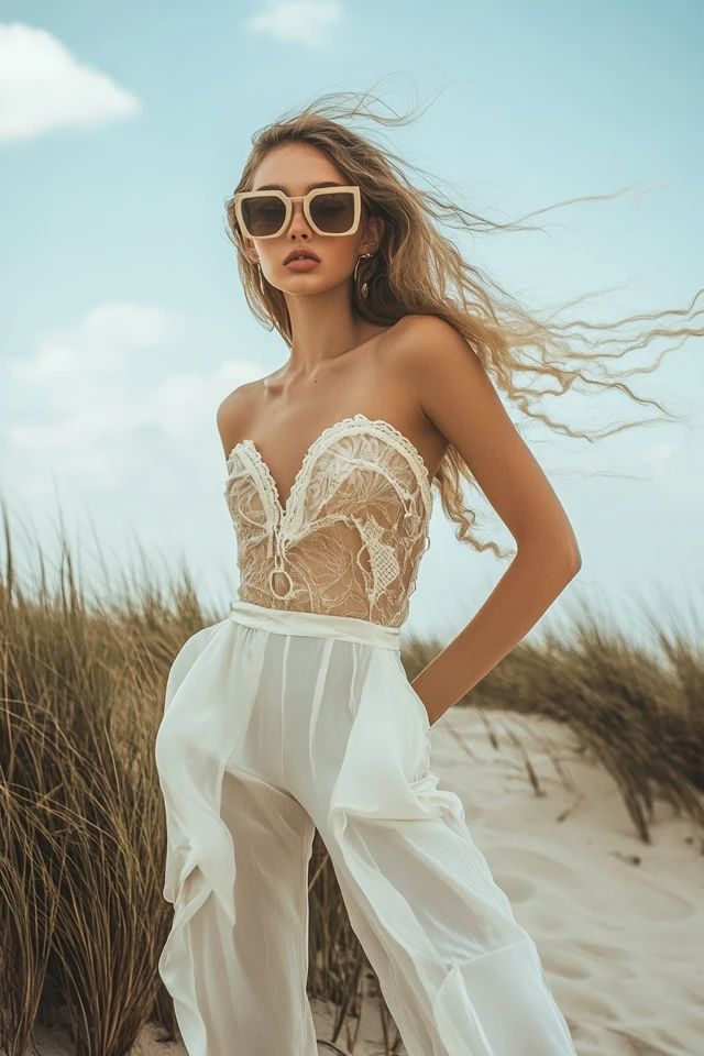Gold and White Outfits for Beach Weddings: Effortless Elegance by the Sea - photo 8