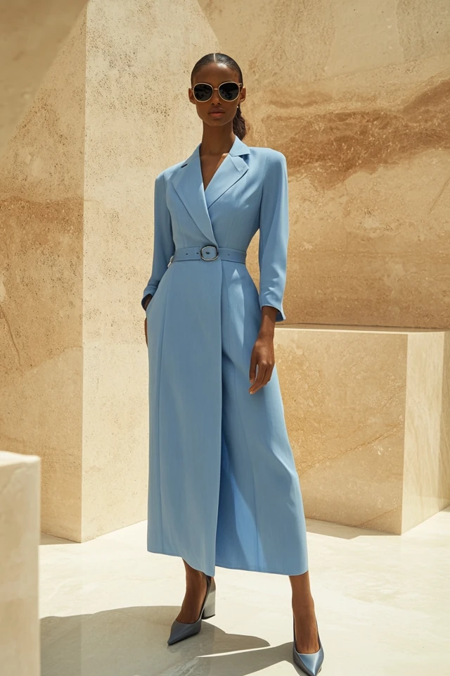 Soft Blue and Taupe Palettes for Office Dresses: Elegant and Professional Styling - photo 8