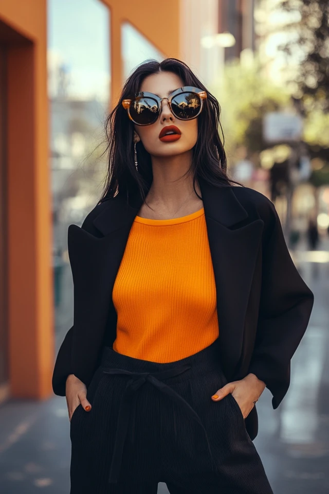 Bright Orange and Deep Charcoal in Eye-Catching Looks - photo 8