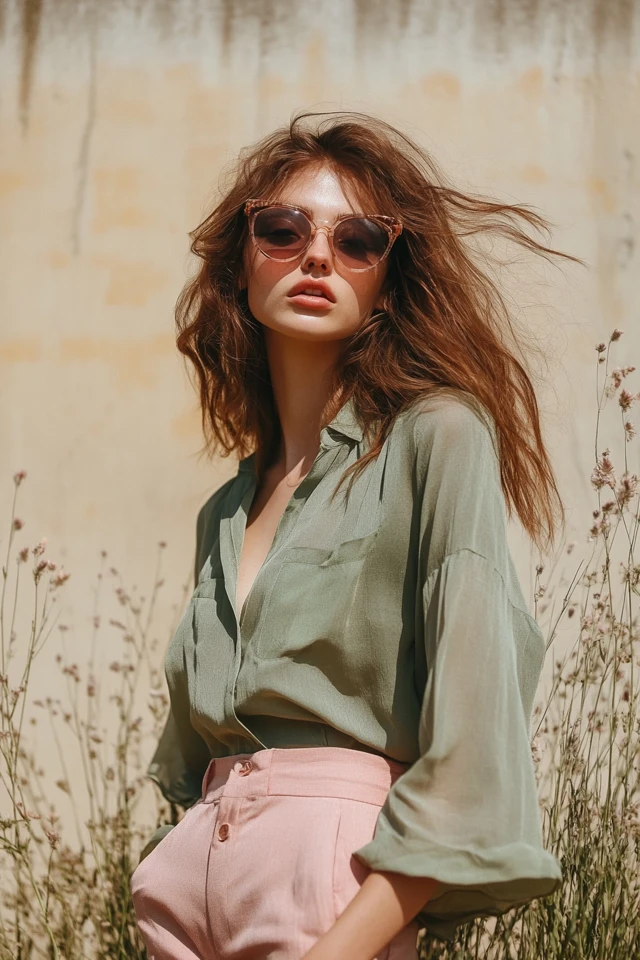 Sage Green and Dusty Pink Combinations for Casual Blouses