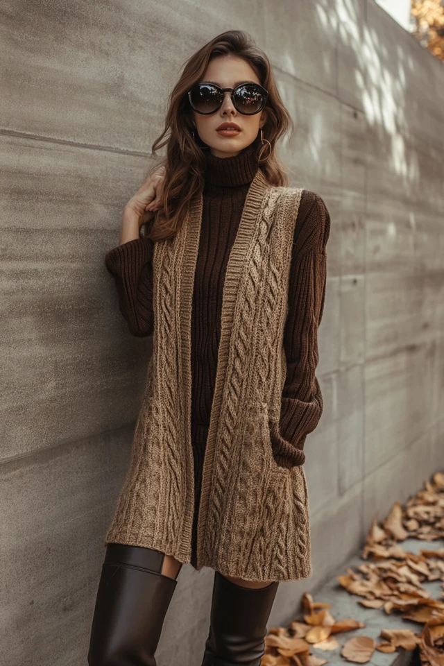 Knit Vest Dresses with Knee-High Boots for Fall - photo 8