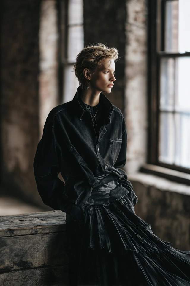 Chic Minimalist Denim Fabric Focus
