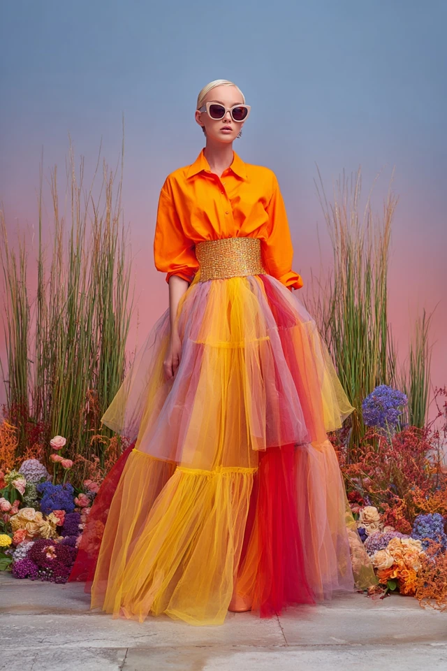 Glamorous Tulle Midi Skirts