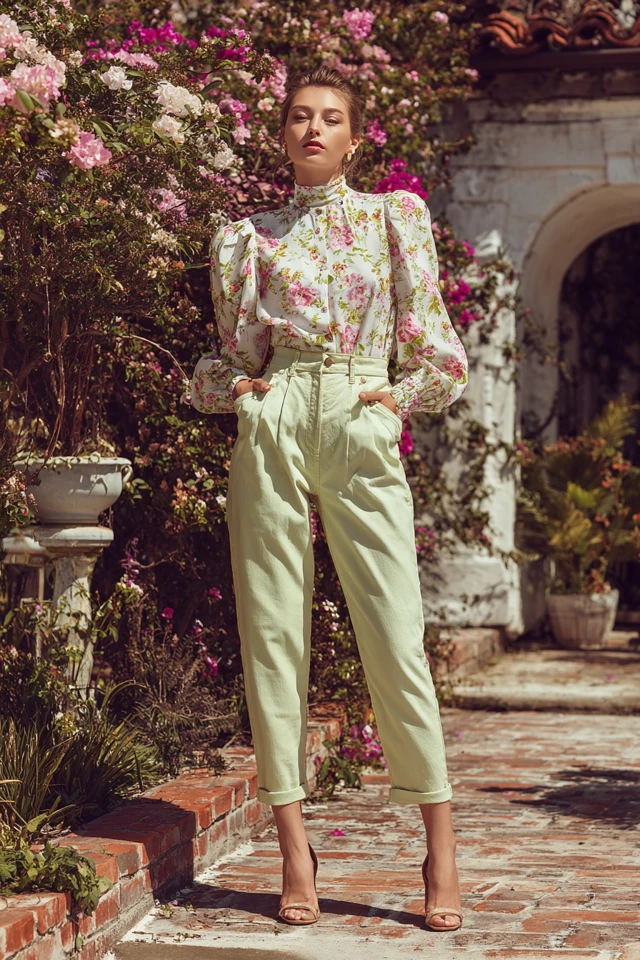 Essentials Cottagecore High-Waist Jeans Fabric Focus