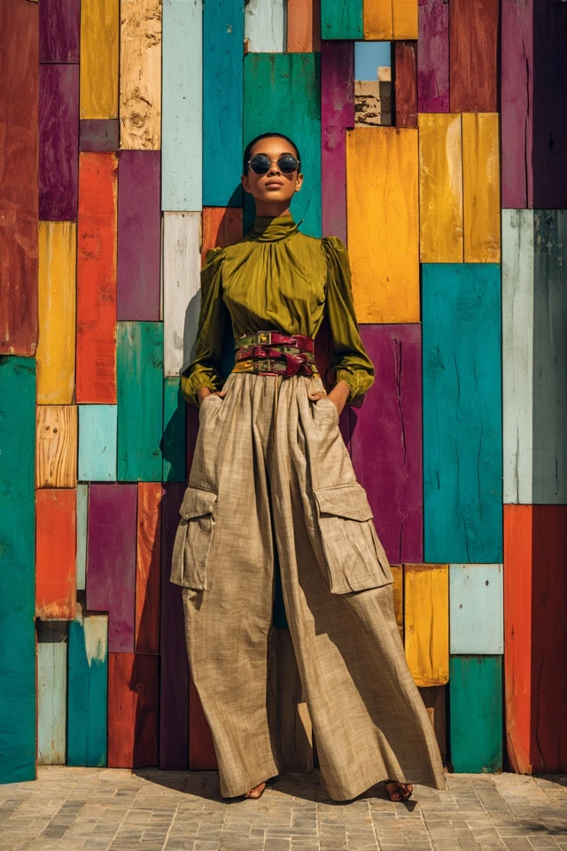 Street Style Linen Cargo Skirts