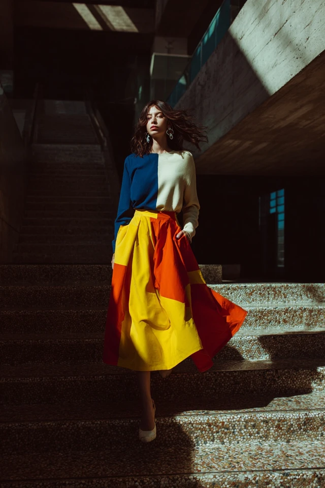 Palette Colorful Midi Skirt Weather Style