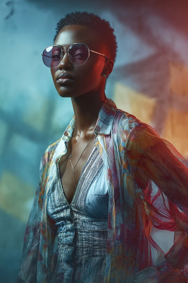 Edgy Denim Sheer Layers
