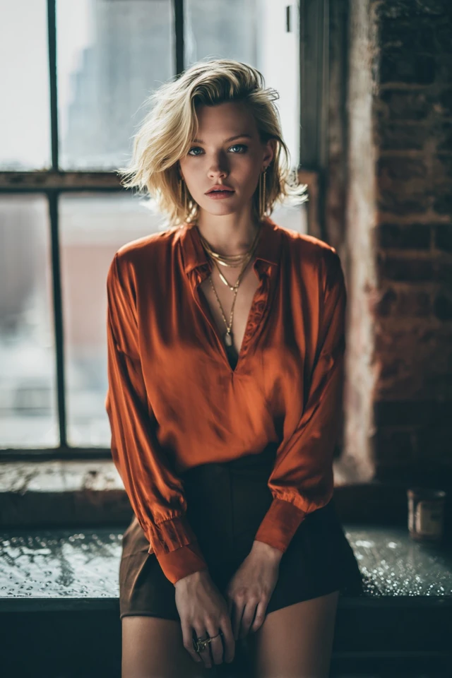 Chic Bold Silk Blouse Weather Style