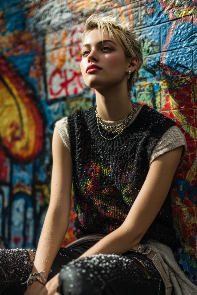 Street Style Sweater Vest Effortless