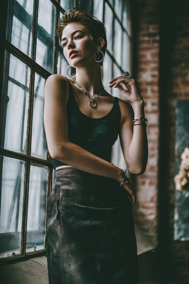 Edit Elegant Midi Skirt Fabric Focus