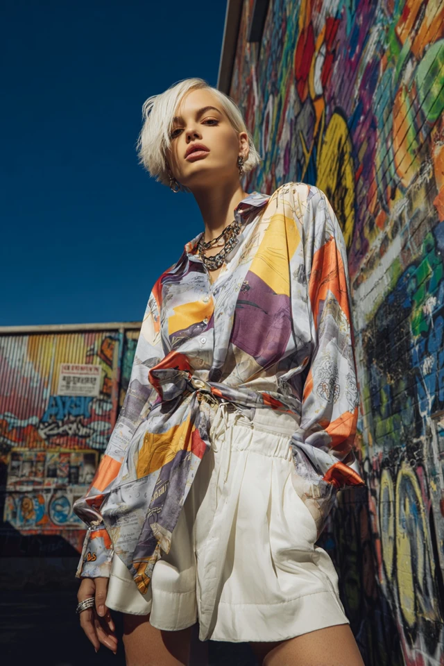 Essentials Street Style Silk Blouse Style and Fit