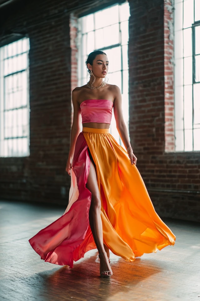 Bold Satin Skirt Curated