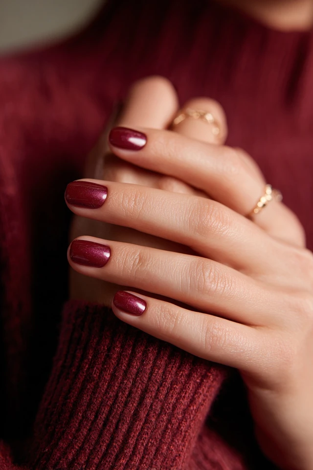 Burgundy Luster Nails