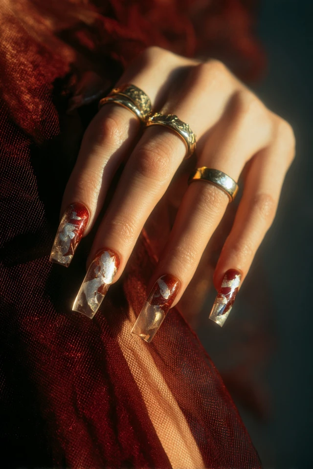 Crystalline Geometric Canvas Nails
