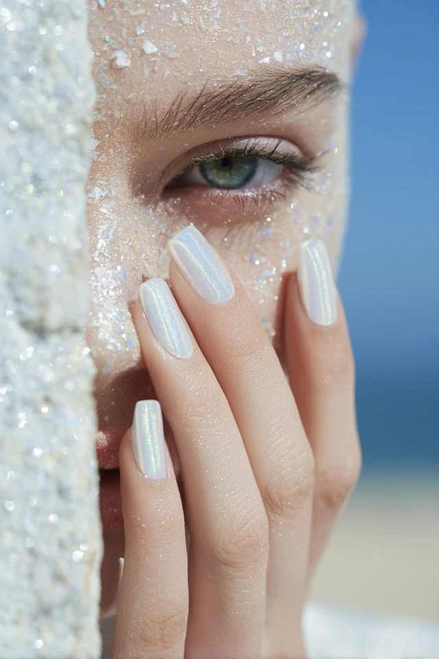 Crystalline French Tip Design Nails