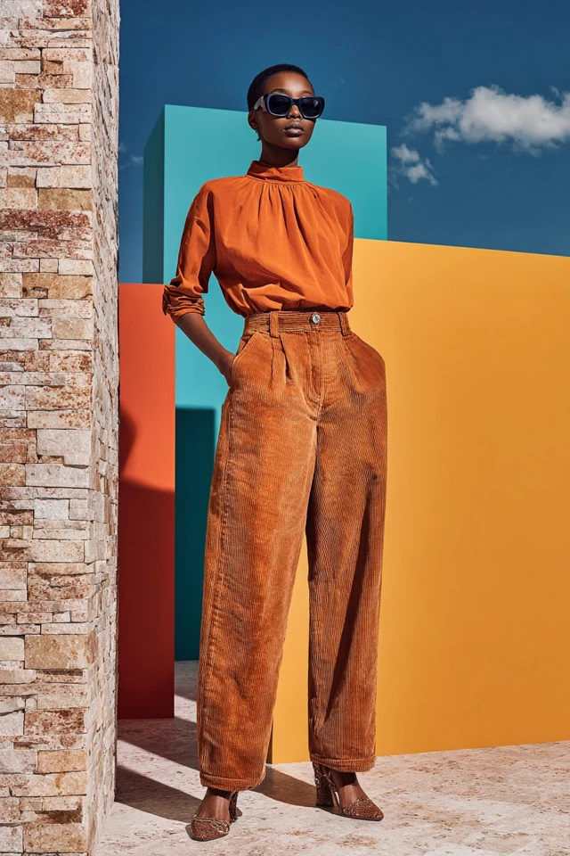 Earthy Corduroy Straight‑Leg Jeans