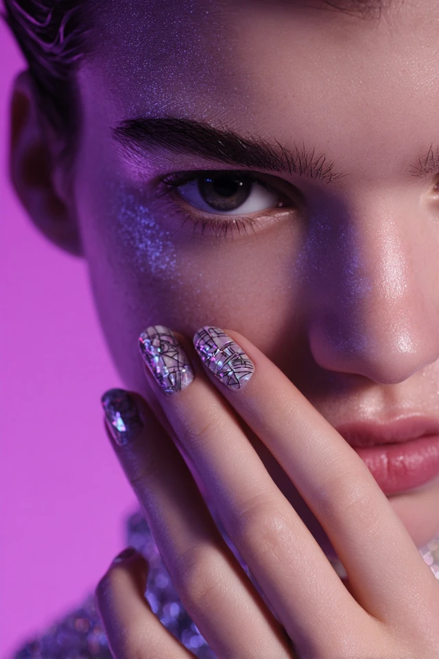 Artful Geometric Design Nails