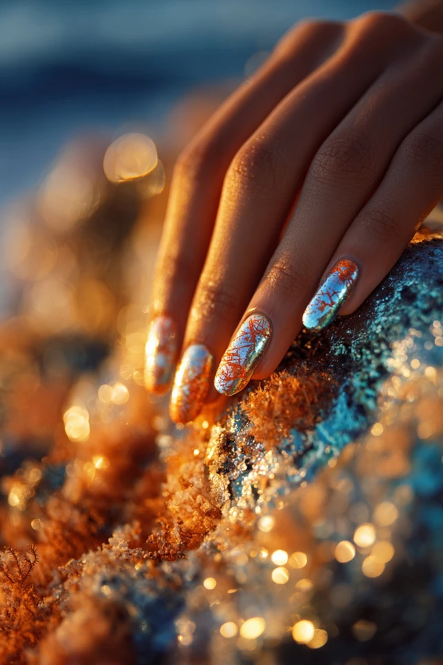 Deep-Sea Coral Nails Inspiration