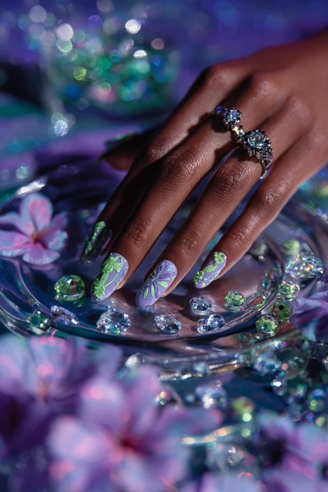 Whimsical Poison Ivy Nails