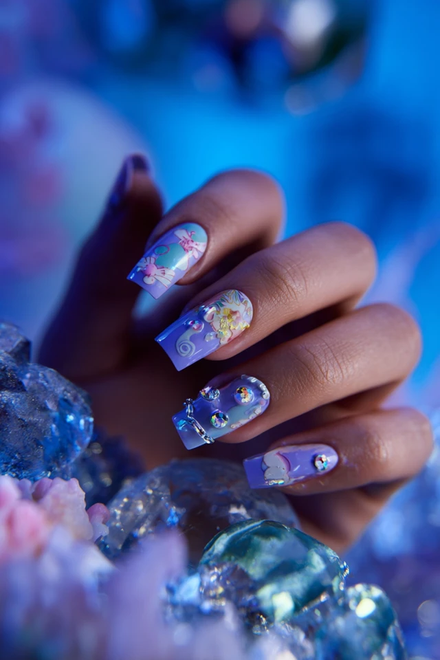 Vivid Sandy Cheeks Nails