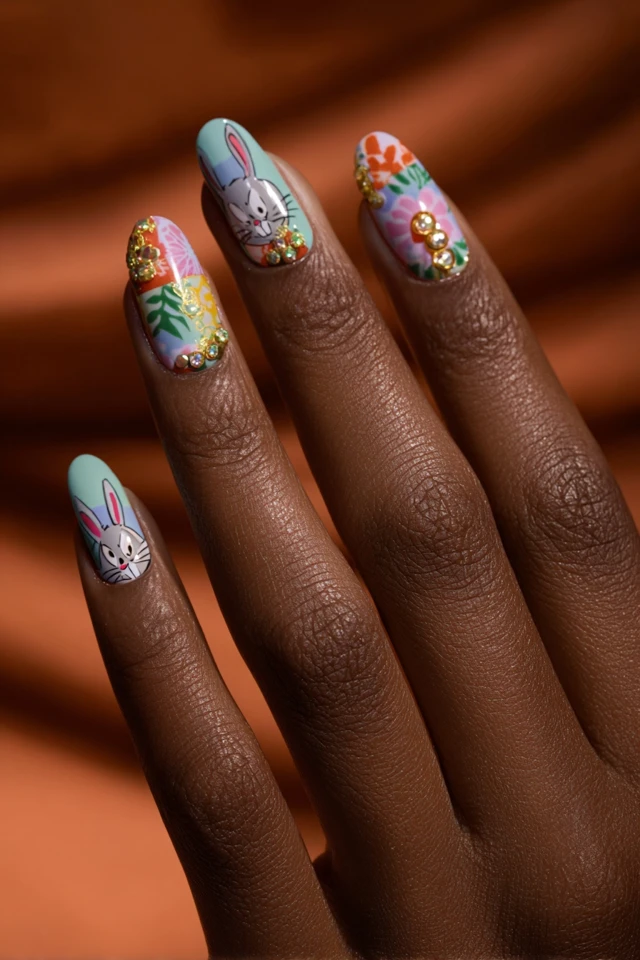 Vivid Bugs Bunny Nails