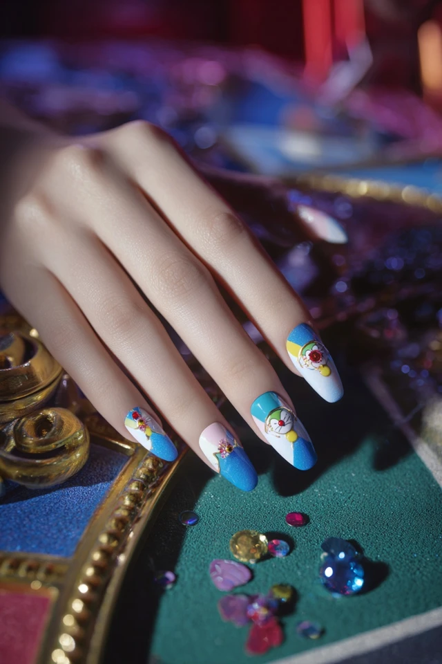 Bold Doraemon Nails