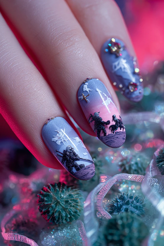 Kawaii Geralt of Rivia Nails