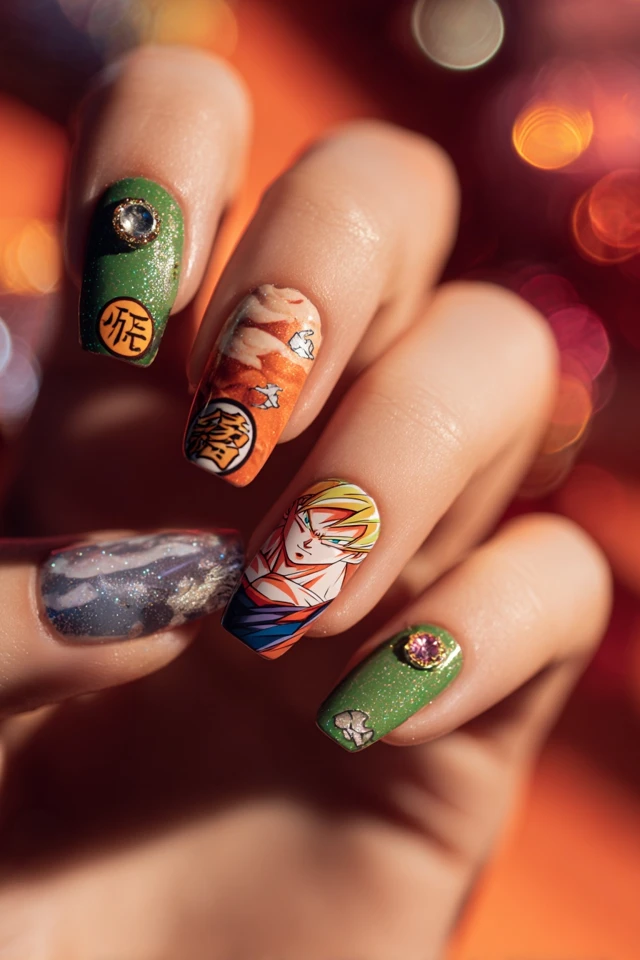Cosmic Goku Nails