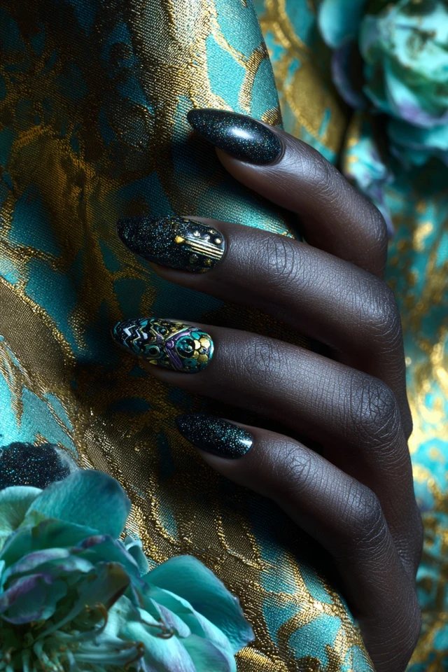 Kawaii Black Panther Nails