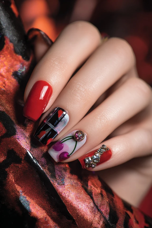 Bold Harley Quinn Nails