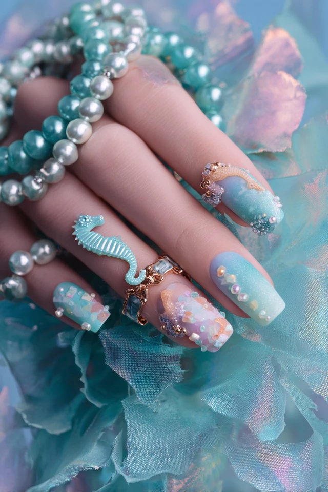 Sugar Seahorse Nails Extravaganza